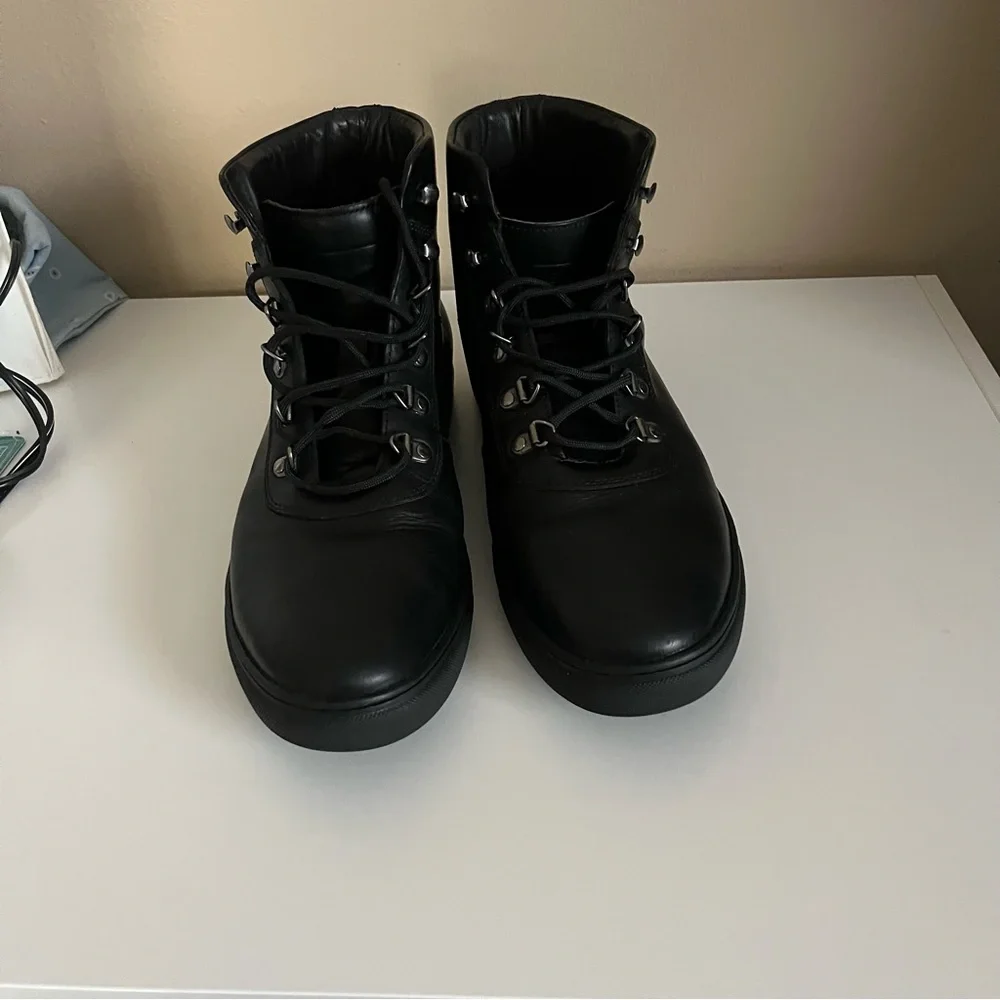 Black leather Helm lace up boots “Cole” with silver hardware, men’s size 12 - Picture 4 of 8